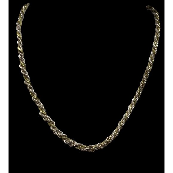 Vintage Twisted Rope Chain Silver And Gold Tone Marked KR - Picture 2 of 5